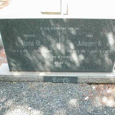 BOSCH Johannes H. 1916-1975 &amp; Maria M. 1912-1968