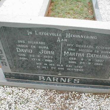 BARNES David John 1903-1995 & Martha Catharina 1907-1988