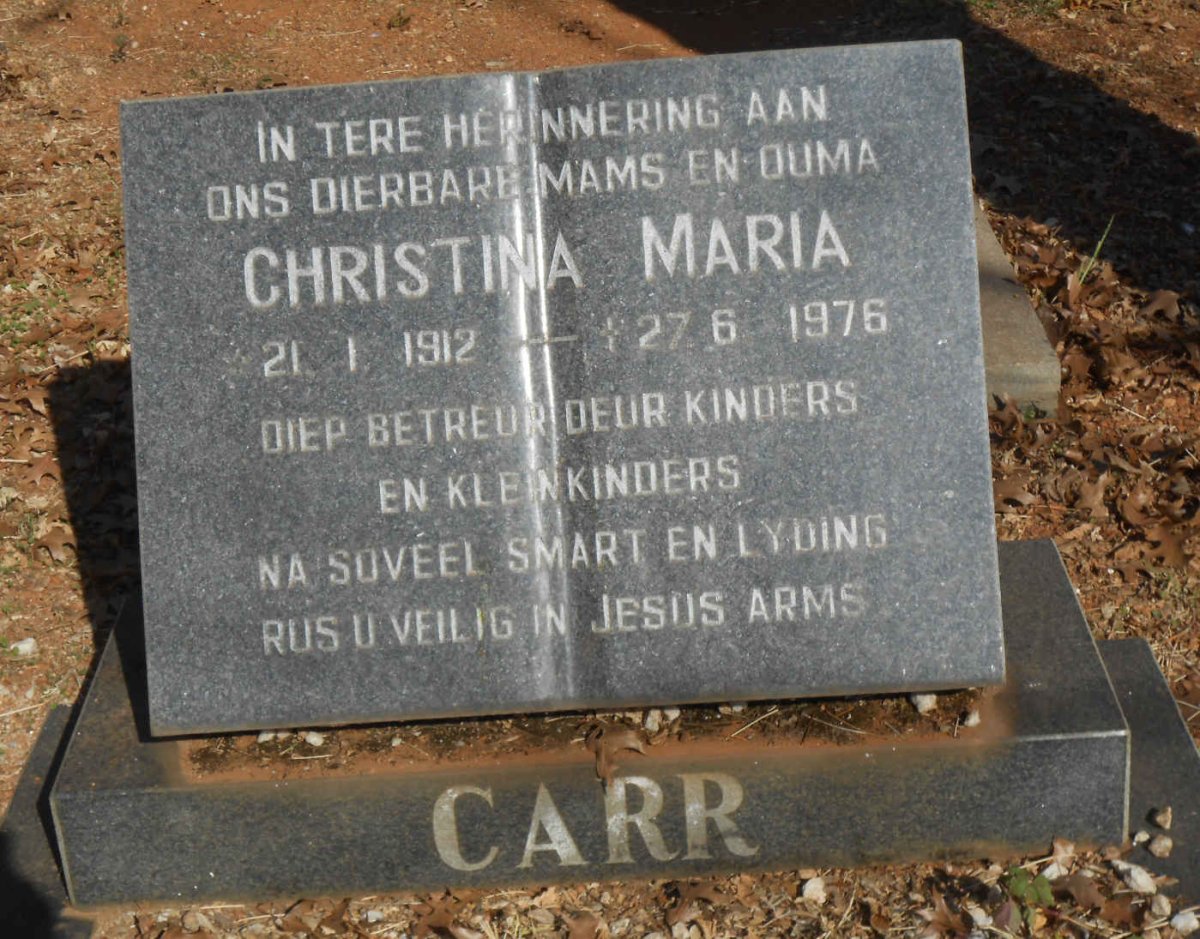 CARR Christina Maria 1912-1976