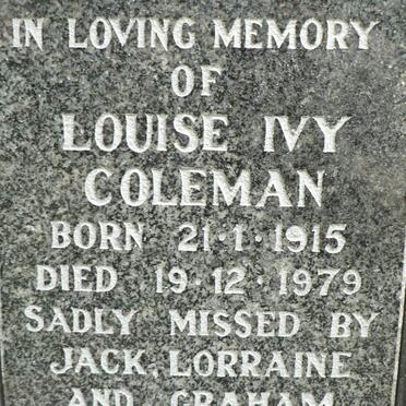 COLEMAN Louise Ivy 1915-1979