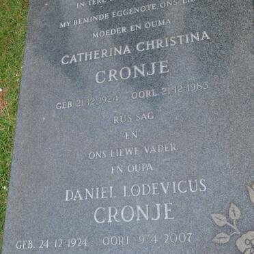 CRONJE Daniel Lodevicus 1924-2007 &amp; Catherina Christina 1924-1985