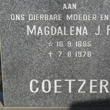 COETZER Magdalena J.P. 1895-1978