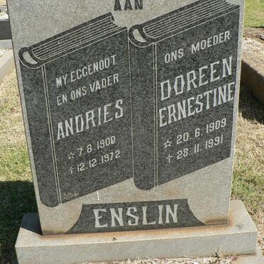 ENSLIN Andries 1900-1972 &amp; Doreen Ernestine 1909-1991