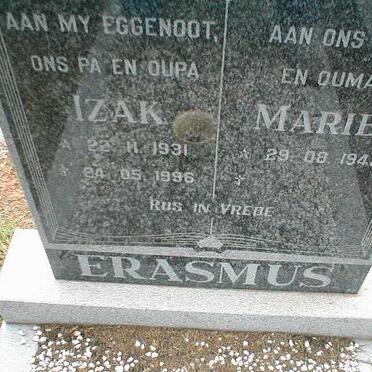ERASMUS Izak 1931 -1996 &amp; Marie 1948 -