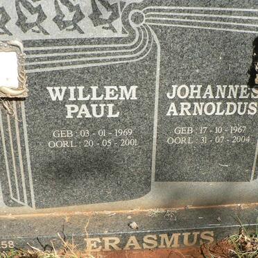 ERASMUS Johannes Arnoldus 1967-2004 :: ERASMUS Willem Paul 1969-2001
