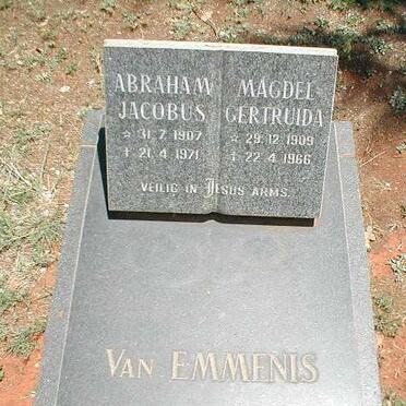 EMMENIS Abraham Jacobus, van 1907-1971 &amp; Magdel Gertruida 1909-1966