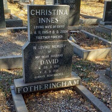 FOTHERINGHAM David 1913-1981 & Christina INNES 1915-2004