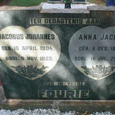 FOURIE Jacobus Johannes 1904-1953 &amp; Anna Jacoba 1907-2002