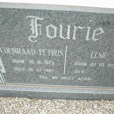 FOURIE Coenraad Petrus 1923-1987 &amp; Elsie 1929-