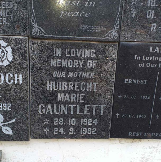 GAUNTLETT Huibrecht Marie 1924-1992