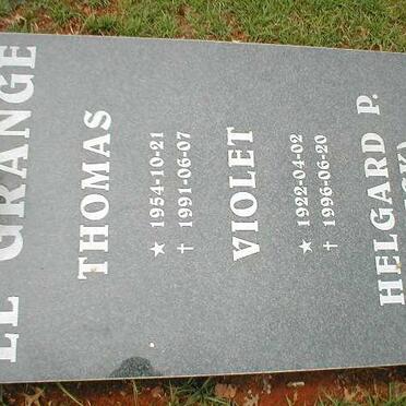 GRANGE Thomas, le 1954-1991 :: LE GRANGE Violet 1922-1996