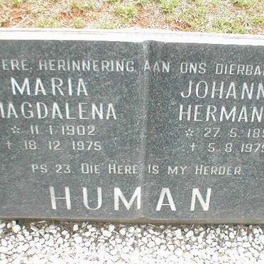 HUMAN Johannes Hermanus 1892-1975 &amp; Maria Magdalena 1902-1975