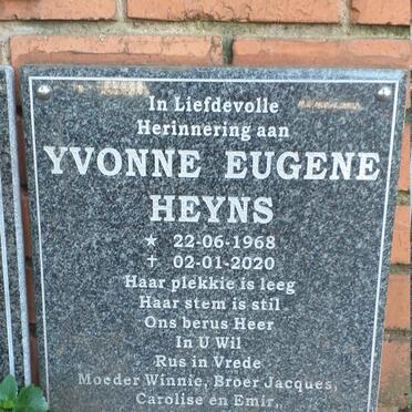 HEYNS Yvonne Eugene 1968-2020