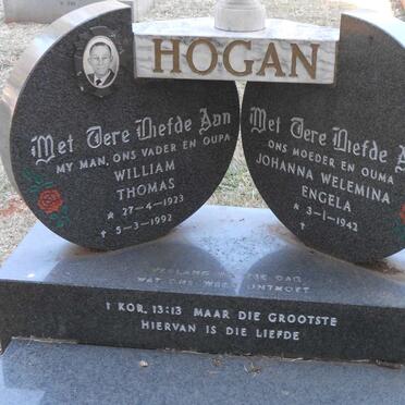 HOGAN William Thomas 1923-1992 &amp; Johanna Welemina Engela 1942-