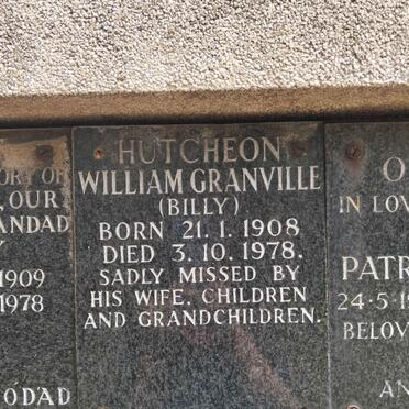 HUTCHEON William Granville 1908-1978
