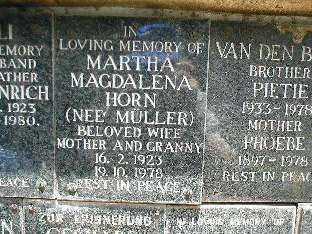 HORN Martha Magdalena Horn nee MÜLLER 1923-1978
