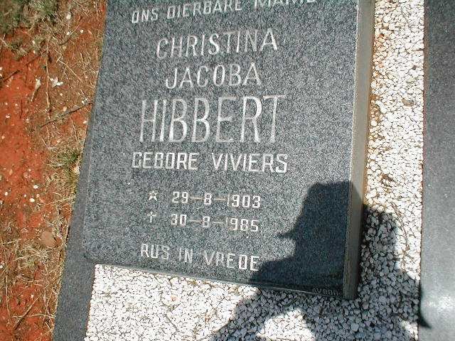 HIBBERT Christina Jacoba nee VIVIERS 1903-1985