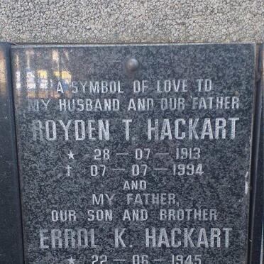 HACKART Royden T.  1913-1994 :: HACKART Errol K. 1945-1994