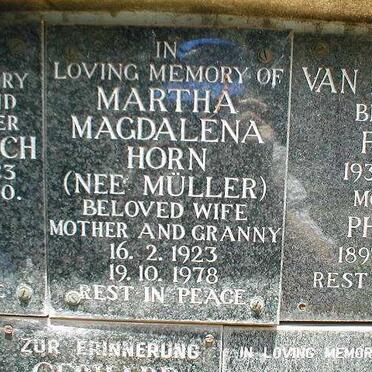 HORN Martha Magdalena nee MÜLLER 1923-1978