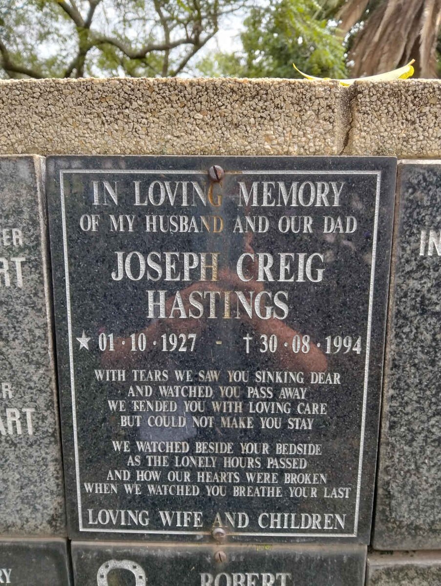 HASTINGS Joseph Creig 1927-1994