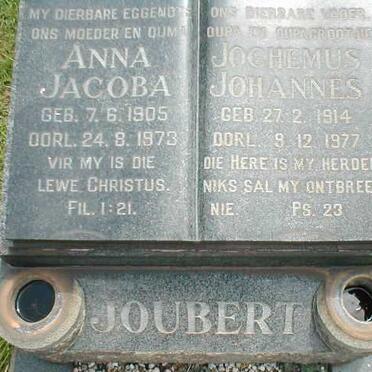 JOUBERT Jochemus Johannes 1914-1977 &amp; Anna Jacoba 1905-1973