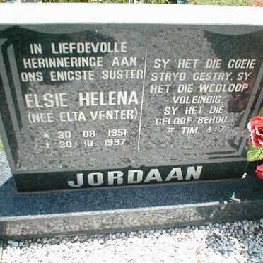 JORDAAN Elsie Helena nee Elta VENTER 1951-1997