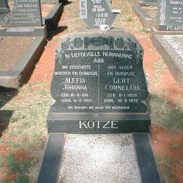 KOTZE Gert Cornelius 1908-1972 &amp; Aletta Johanna 1911-1967