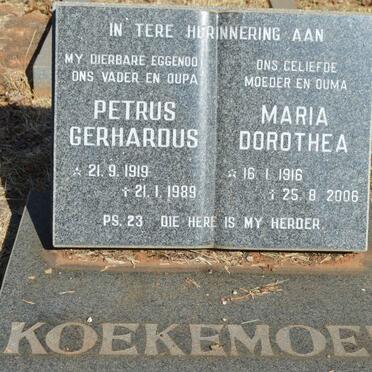 KOEKEMOER Petrus Gerhardus 1919-1989 &amp; Maria Dorothea 1916-2006