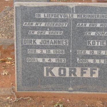 KORFF Dirk Johannes 1908-1963 &amp; Kotie 1907-1985