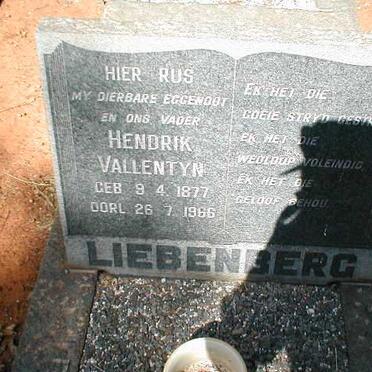 LIEBENBERG Hendrik Vallentyn 1877-1966