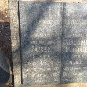 LEE Patrick 1882-1957 & Jacomina Magdalena TRE 1883-1969