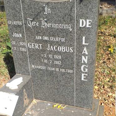 LANGE Gert Jacobus, de 1928-1982 & Joan 1929-1986 :: VAN DER WALT Margie 1949-2019