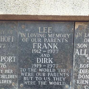 LEE Frank 1912-1977 & Dirk 1919-1977 :: DAVIES Kathleen Johanna 1918-1979