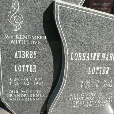 LOTTER Aubrey 1937-1997 &amp; Lorraine Margaret 1944-2008