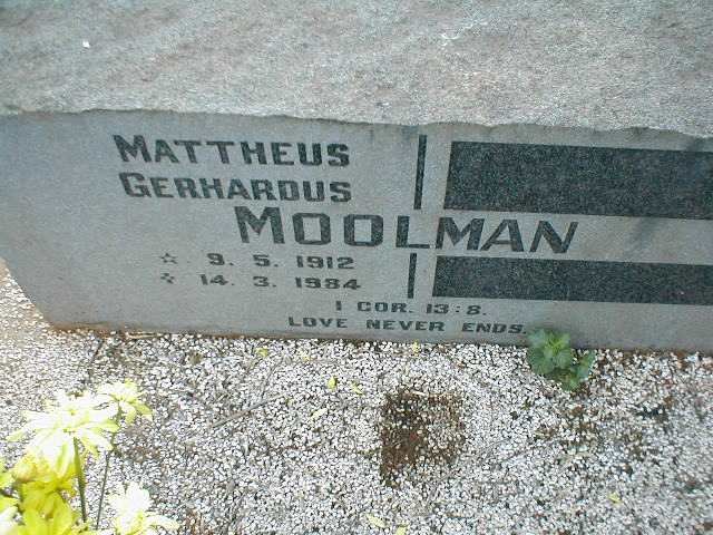 MOOLMAN Mattheus Gerhardus 1912-1984