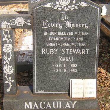 MACAULAY Ruby Stewart 1892-1983