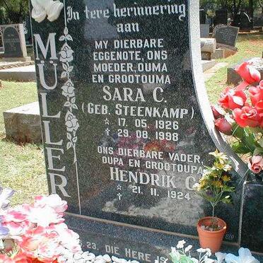 MÜLLER Hendrik C. 1924- &amp; Sarah C. STEENKAMP 1926-1998