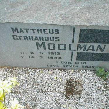 MOOLMAN Mattheus Gerhardus 1912-1984