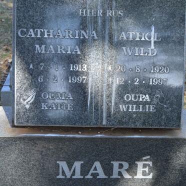MARE Athol Wild 1920-1997 &amp; Catharina Maria 1913-1997