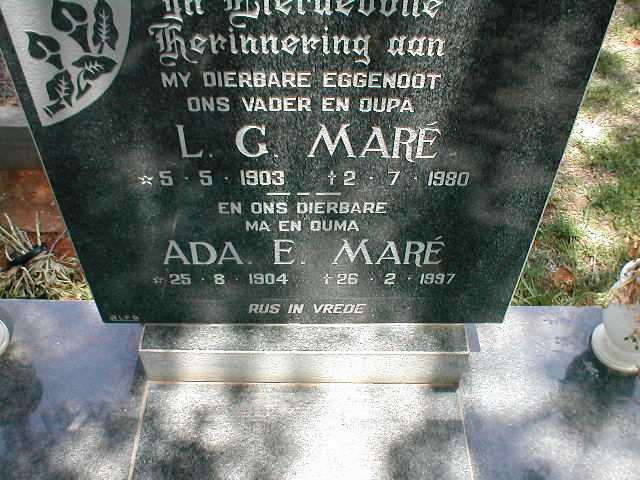MARÉ L.G. 1903-1980 &amp; Ada E. 1904-1997