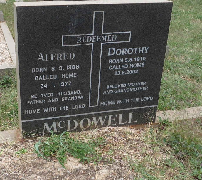 MCDOWELL Alfred 1908-1977 &amp; Dorothy 1910-2002