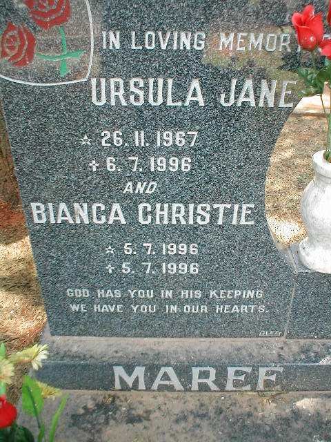 MAREE Ursula Jane 1967-1996 :: MAREE Bianca Christie 1996-1996