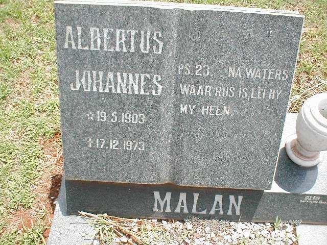 MALAN Albertus Johannes 1903-1973