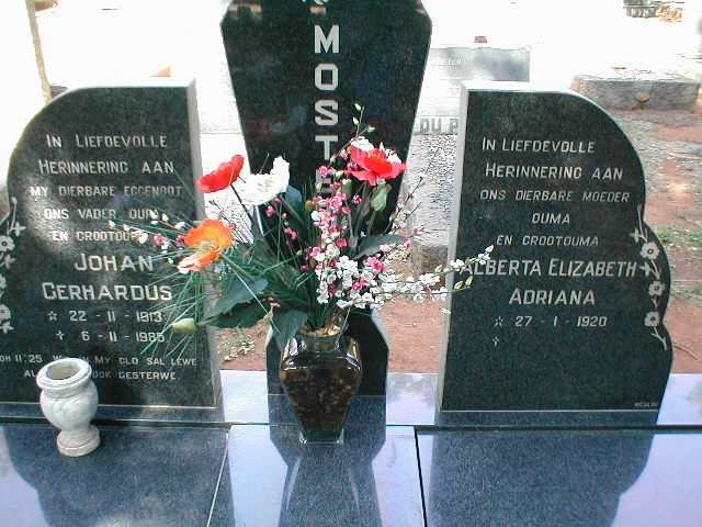 MOSTERT Johan Gerhardus 1913-1985 &amp; Alberta Elizabeth Adriana 1920-
