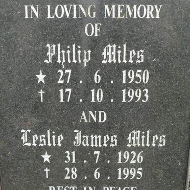 MILES Leslie James 1926-1995 :: MILES Philip Miles 1950-1993