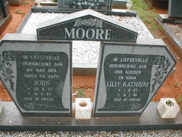 MOORE John 1927-1987 &amp; Lilly Kathrine 1927-1996