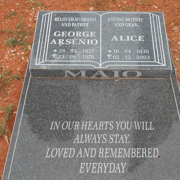 MAIO George Arsenio 1917-1976 &amp; Alice 1930-2003