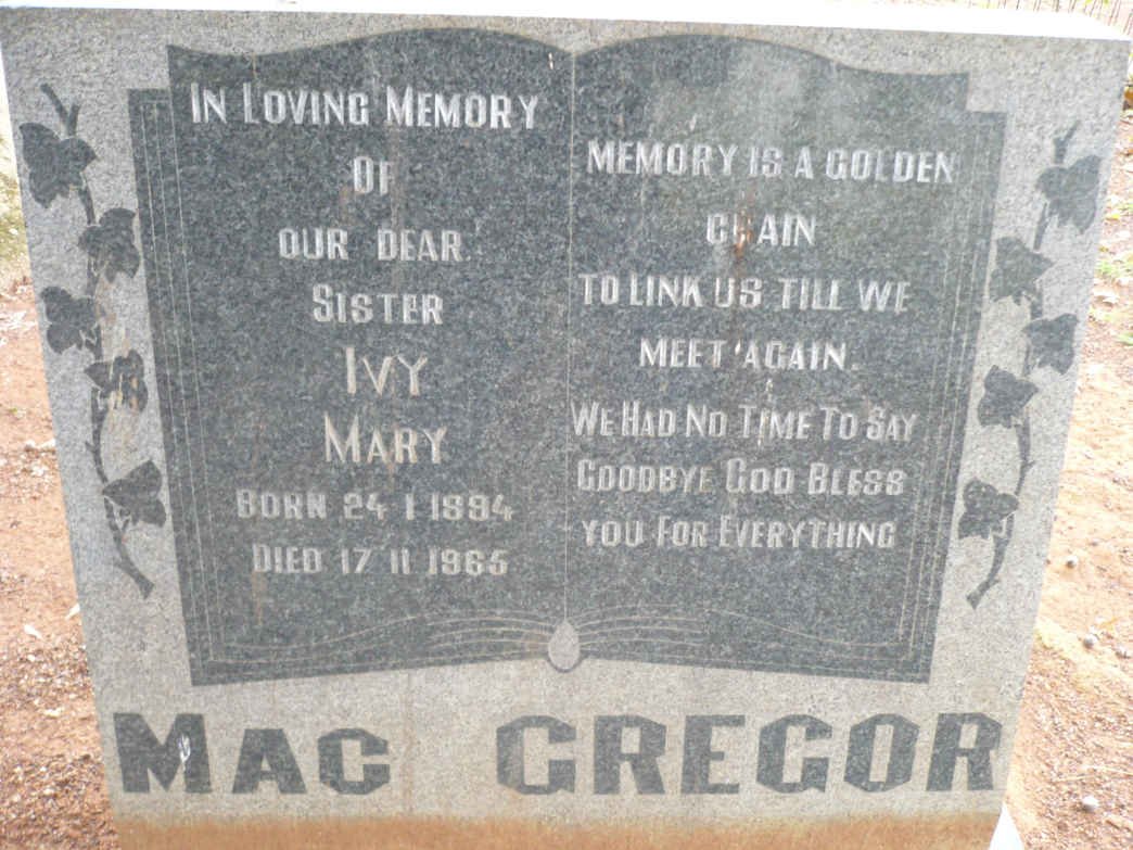 MACGREGOR Ivy Mary 1894-1965