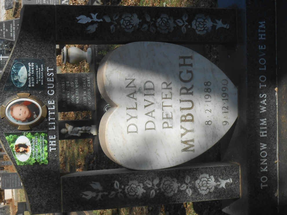MYBURGH Butch 1957-1999 &amp; Fran 1956-2001 :: MYBURGH Dylan David Peter 1988-1990