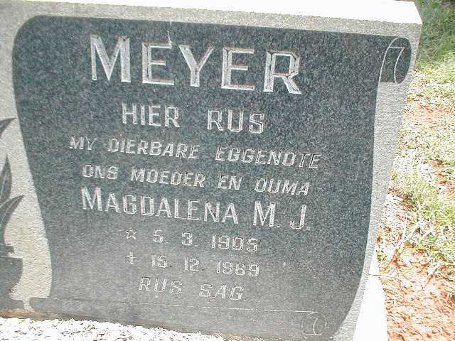 MEYER Magdalena M. J. 1905-1969